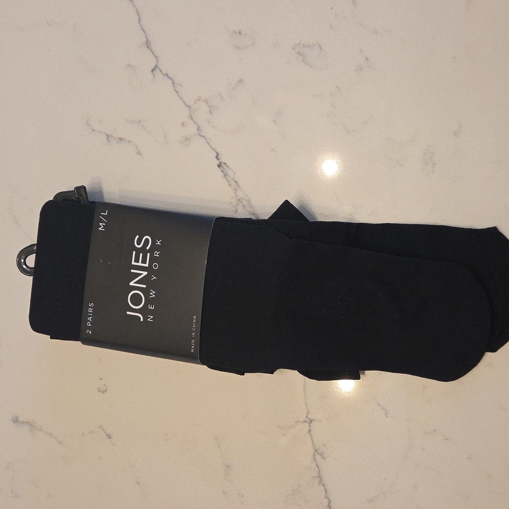 NWT Jones New York Black Pantyhose Sz M/L
